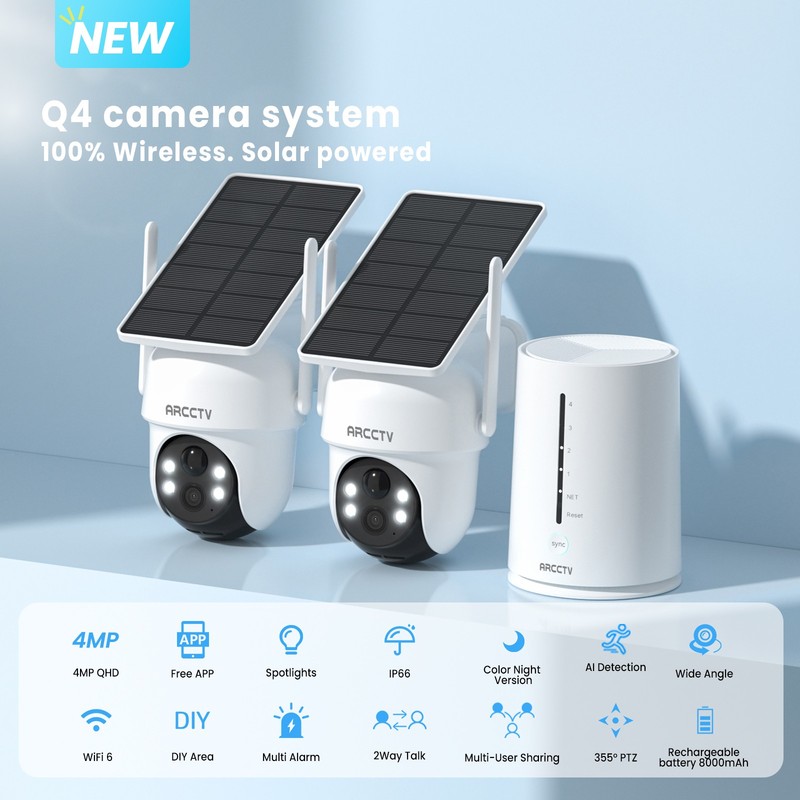 ARCCTV Wireless Solar Security Camera System Battery Powered WIFI Camera Outdoor gallery