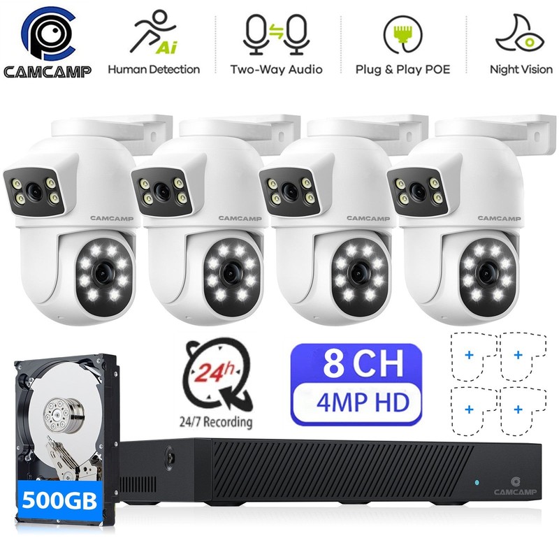 CAMCAMP POE CCTV 4MP IR Security Camera System 4K NVR Home Surveillance Outdoor