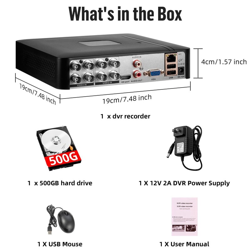 New 4/8 Channel H.265 1080P DVR with Hard Drive 500GB for Security Camera System gallery