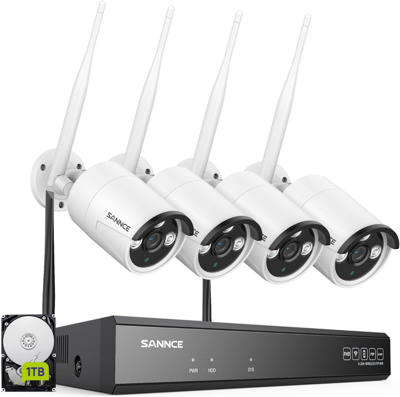 10CH 5MP Wireless NVR Security Camera System with 1TB HDD 4Pcs 5MP Outdoor Indoo