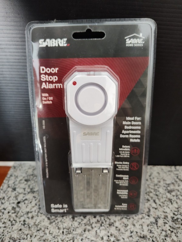 Sabre Security Door Stop Security Alarm w/120 db Siren For Home OR Travel. New.