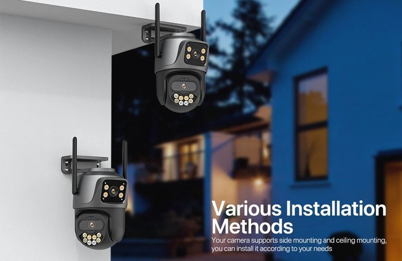 Dual WiFi Outdoor Security Camera 8MP – Night Vision, Motion Detection, Two-Lens