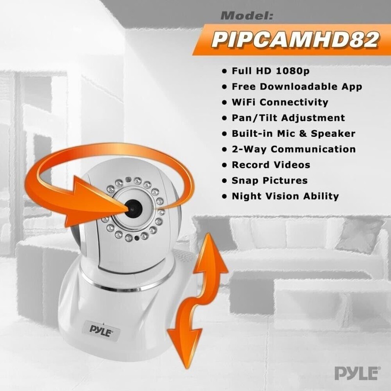 Pyle IP Cam WiFi Security Camera Full HD 1080p App Download Pan Tilt White gallery