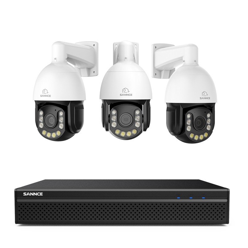 SANNCE 16CH NVR 4K 20xOptical PTZ PoE Security Camera System 2 Way Audio Color