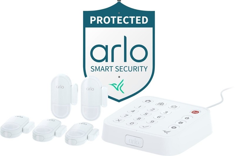 Arlo Home Security System with Wired Keypad Sensor Hub, 5 8-in-1 Sensors & Sign