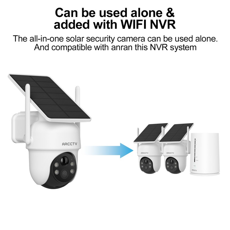 ARCCTV Wireless Solar Security Camera System Battery Powered WIFI Camera Outdoor gallery