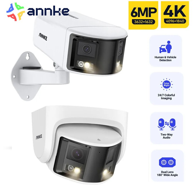 ANNKE 8MP 4K 6MP Full Color PoE Security Camera Dual Lens Two-Way Audio Outdoor