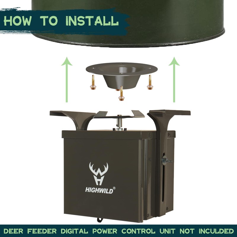 Highwild 6-Volt Deer Feeder Replacement Funnel - 1.5" Drop drop, olive gallery