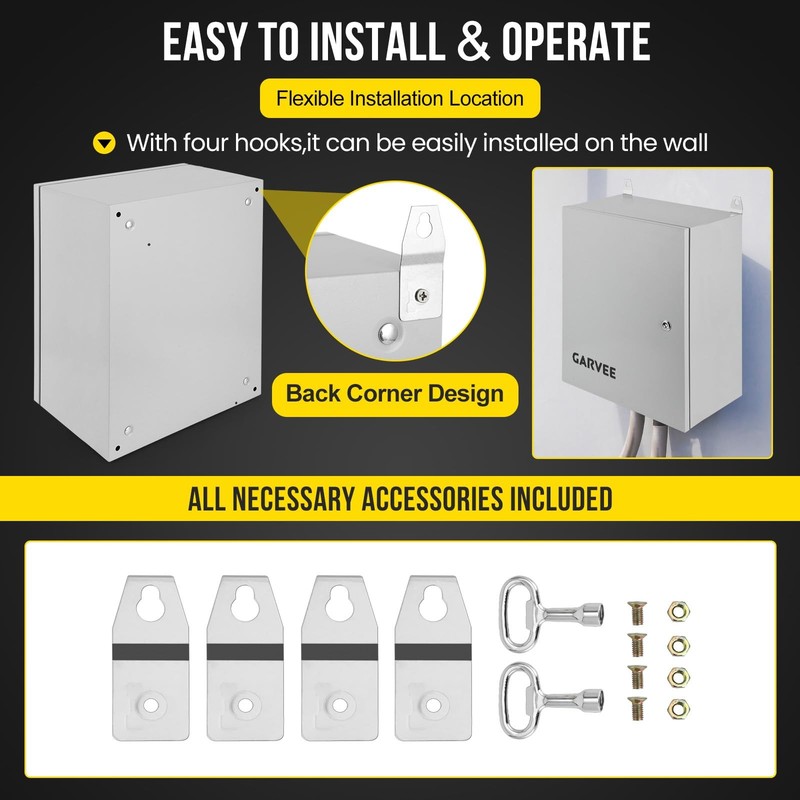 Garvee Outdoor Electrical Box, 20x16x8 Steel Junction 20x16x8, Gray white gallery