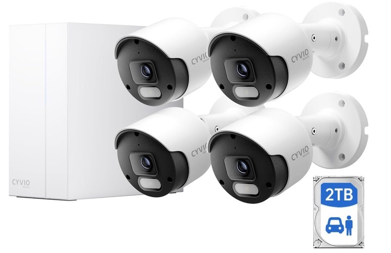 CYVIO 4K NVR Security Camera System – 4 PoE Bullet Cameras, 8CH NVR with 2TB HDD