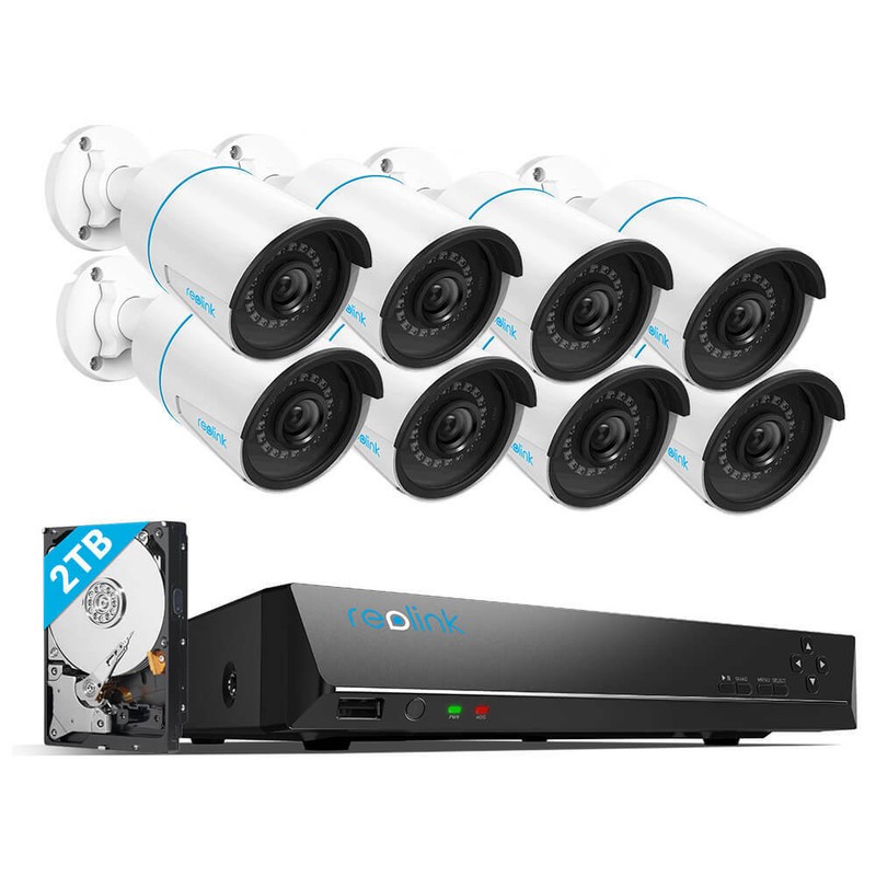 Reolink 5MP POE Security Camera System 8CH NVR RLN8-410 2TB HDD Smart Detection