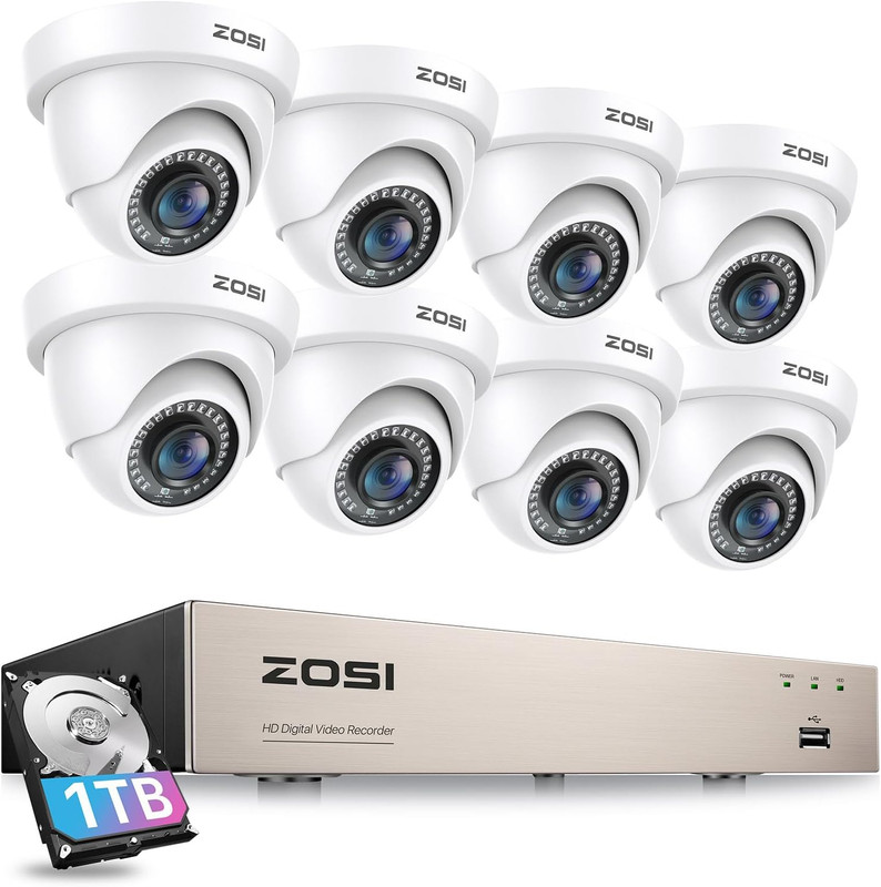 3K Lite 8CH Security Camera System with 1TB HDD,AI Human/Vehicle Detection,80Ft