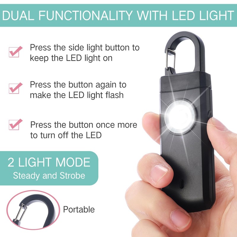 6 Pcs Rechargeable Personal Safety Alarm for Women, 130db Personal Alarm Prot... gallery