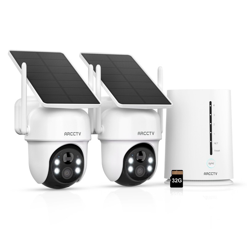 ARCCTV 2K Security Camera System Wireless Outdoor Solar Battery Powered Pan/Tilt