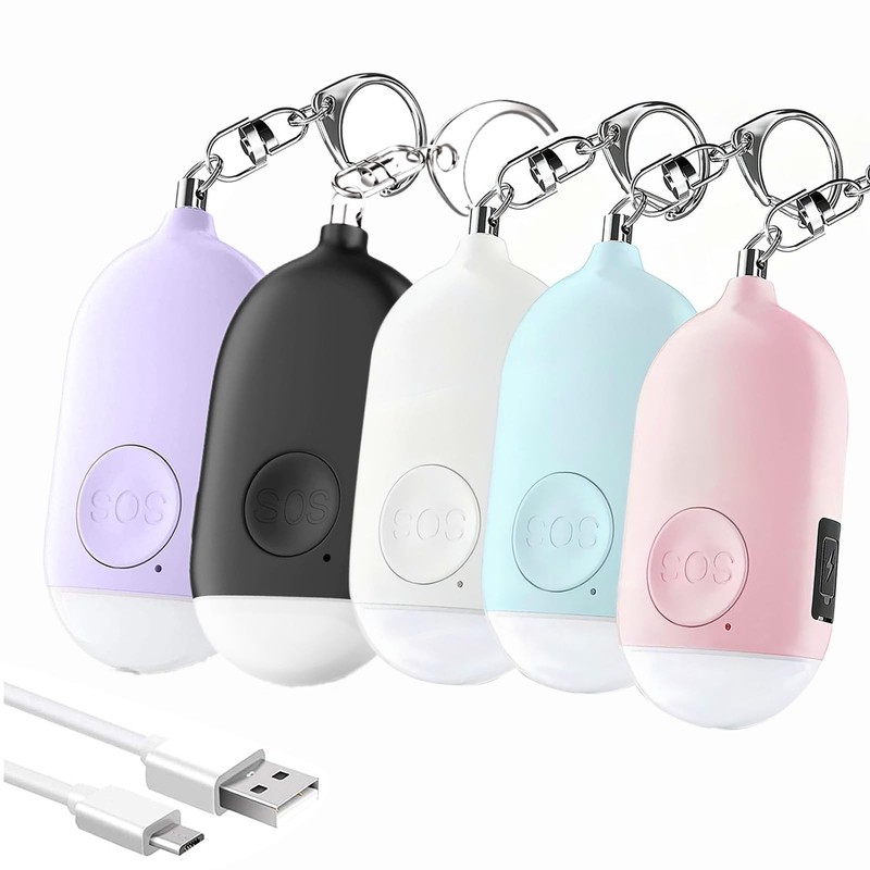 Personal Safety Alarm for Women, 5 Pack Rechargeable 130dB Self Defense Alarm...