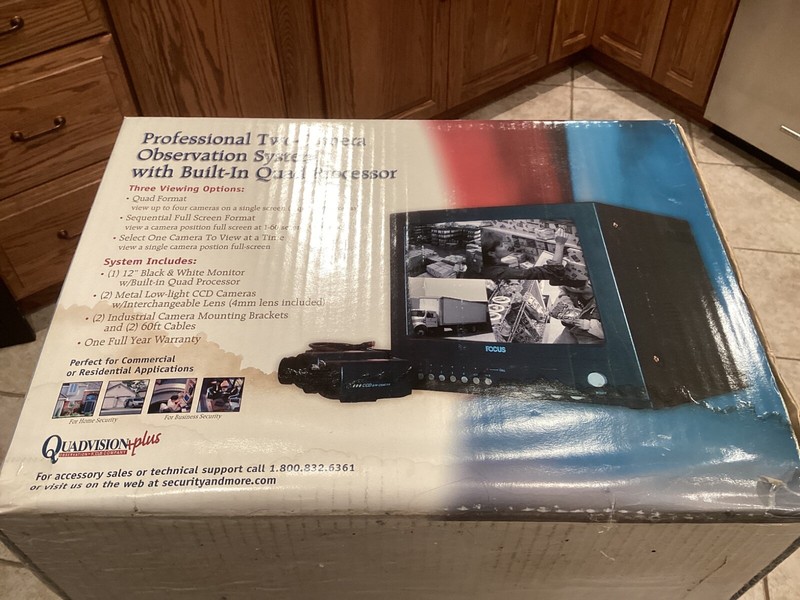 Vintage Quadvision Plus 12” Focus Quad Observation System Screen & Camera NIB