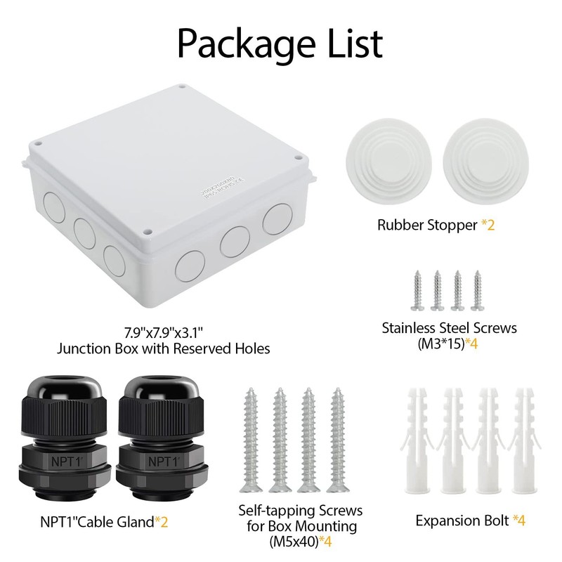LeMotech Junction Box, Electrical Box IP65 Water 7.9"x 3.1", White gallery