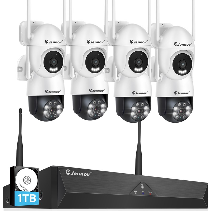 JENNOV 5MP Wireless Security Camera System WIFI Color Night 2-Way Audio 360°View