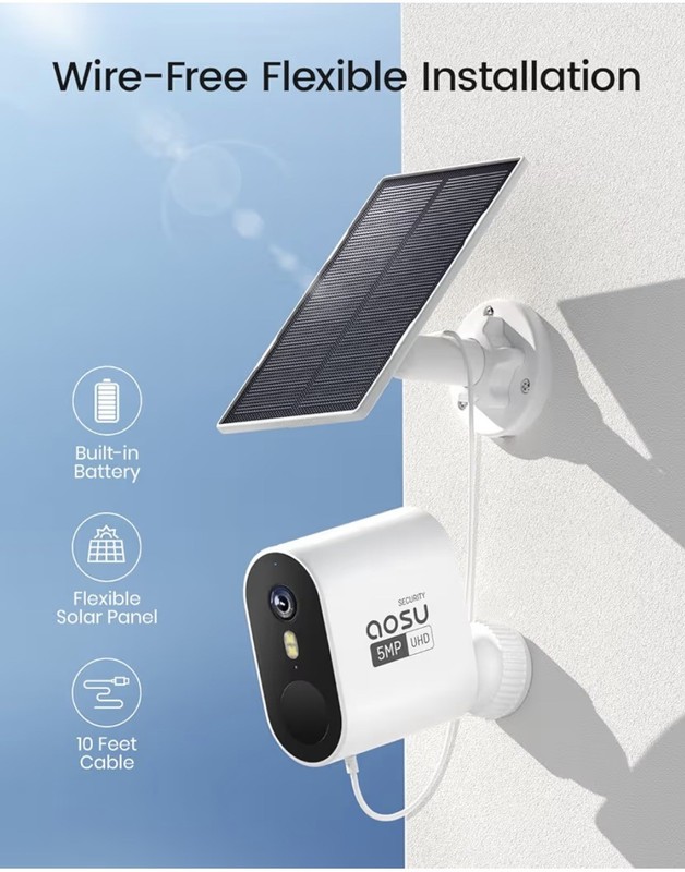 ⭐️3K/5MP Solar Security Cameras Wireless Outdoor, Ultra-Wide-Angle, 4 cameras… gallery