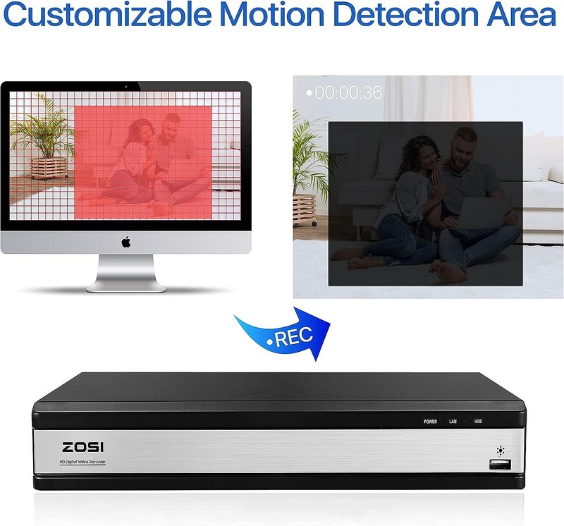 ZOSI 16CH 5MP Lite Home Security Camera System CCTV DVR 12pcs 1080P Outdoor 2TB gallery
