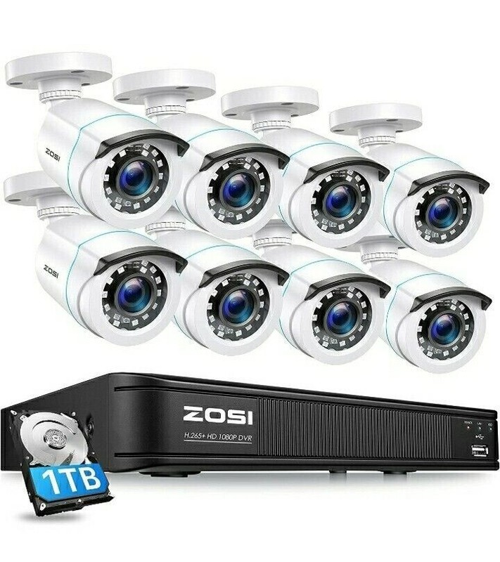 8 Pcs Camaras De Seguridad De Vigilancia 5MP Grabador De Video 1080P Espia 1TB .