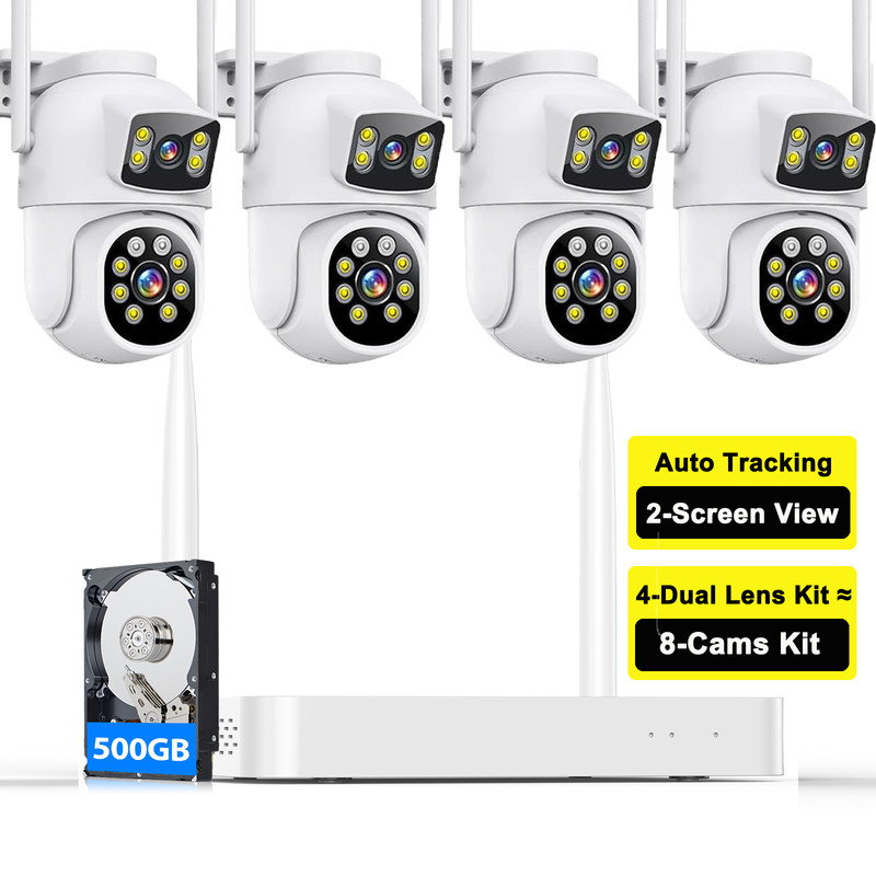 Wireless Security Camera System Outdoor WiFi Camera 24/7 Recording Auto Tracking