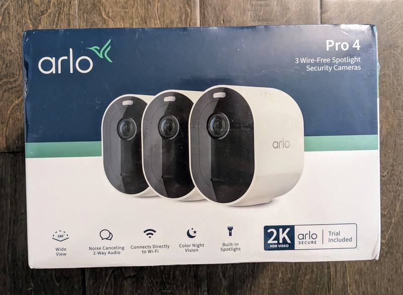 Arlo Pro 4 Spotlight Camera, VMC4350P, 3 Pack, White