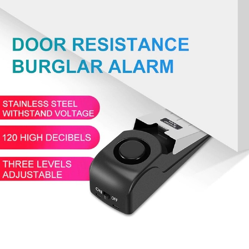 Upgraded Door Stopper Alarm Adjustable 120dB Wedge Loud Security for Home Travel