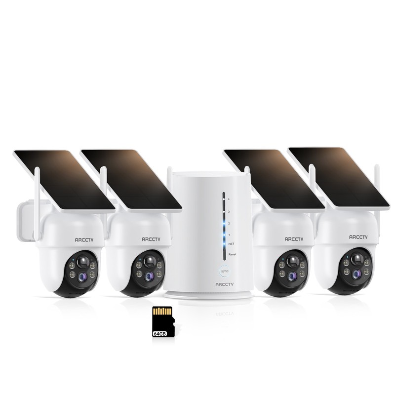 ARCCTV 4Pack Solar Security Camera System Wireless Outdoor 2K Color Night Vision gallery