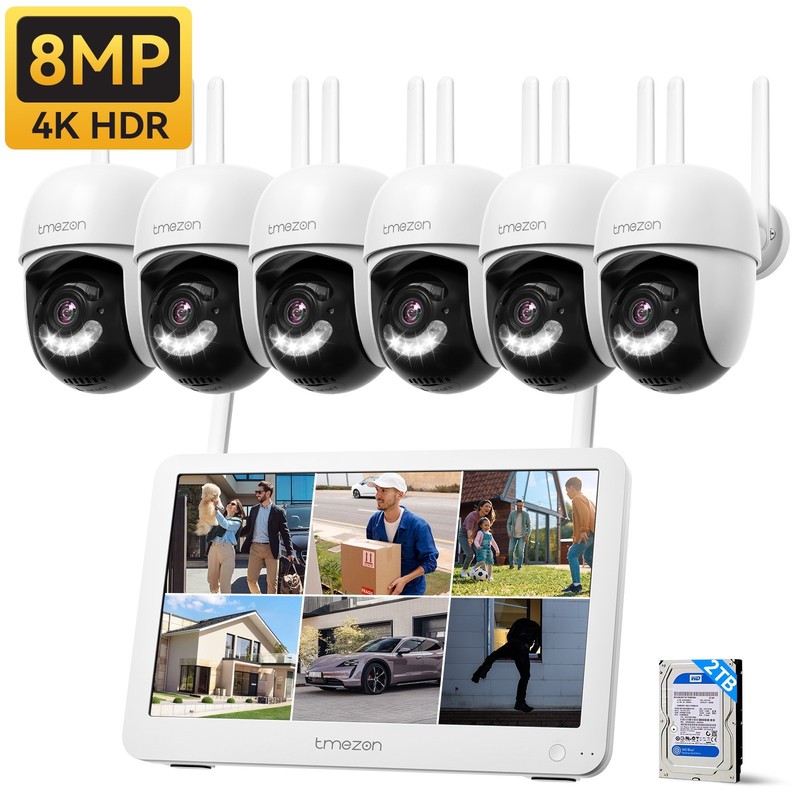 8MP PTZ Security Camera System 10CH NVR with 12'' Monitor CCTV WiFi Camera 2TB gallery