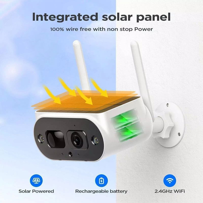 Solar Powered Security Camera System Outdoor Wireless Home with 4MP 10" Monitor gallery