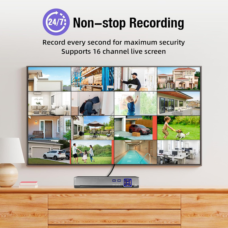 16 Channel 16CH Security Camera System DVR Recorder Surveillance 5MP Cameras gallery