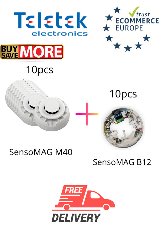 TELETEK Fire Alarm / Conventional / Detectors / SensoMAG M40(10pcs)+B12(10pcs)