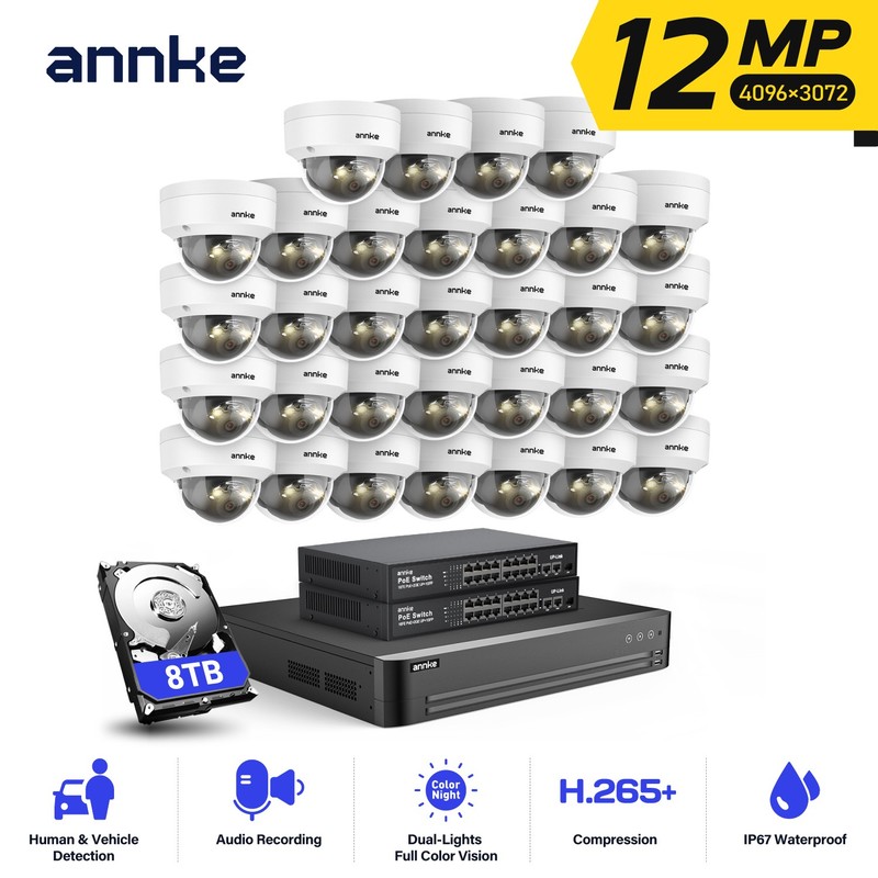 ANNKE 32CH 12MP NVR Audio POE Security IP Camera System Color Night Outdoor AI gallery