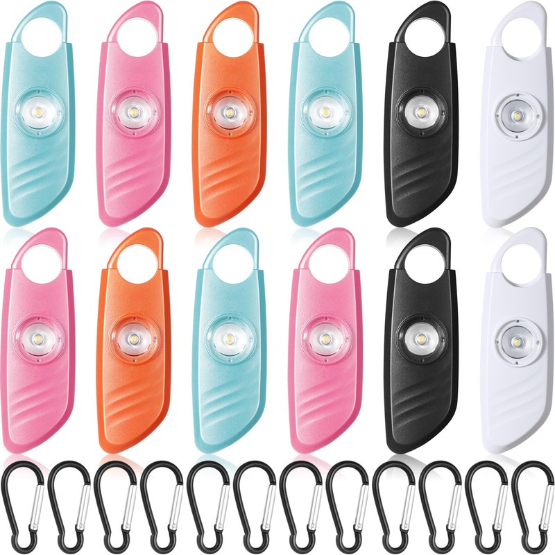 12 Pcs Personal Safety Alarm for Women with LED Strobe Light and 12 pcs Keych...