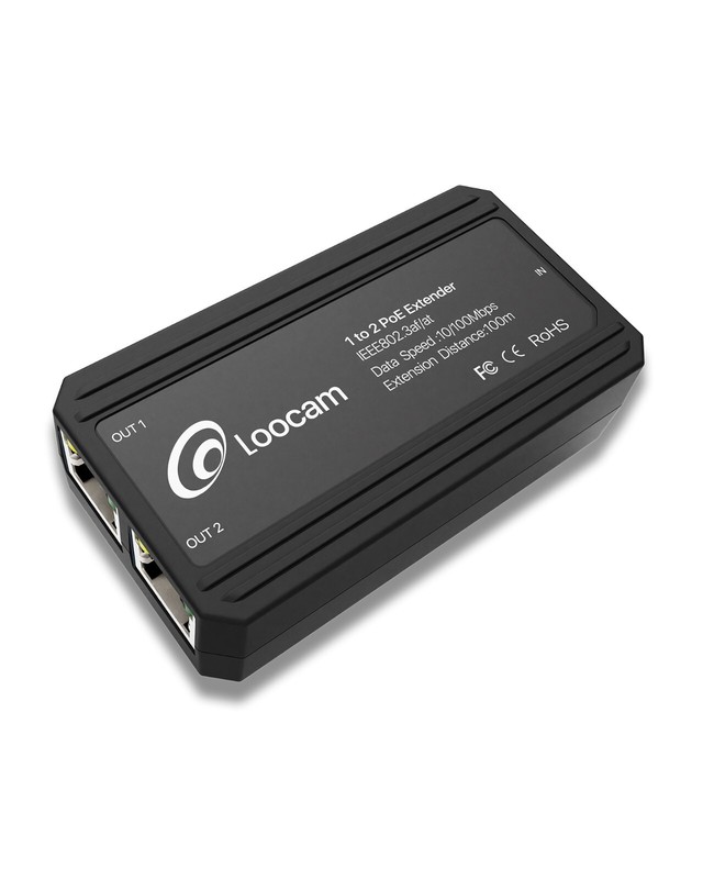 2 Port PoE Extender 10/100Mbps, 1 in 2 Out PoE Repeater IEEE802.3af/at