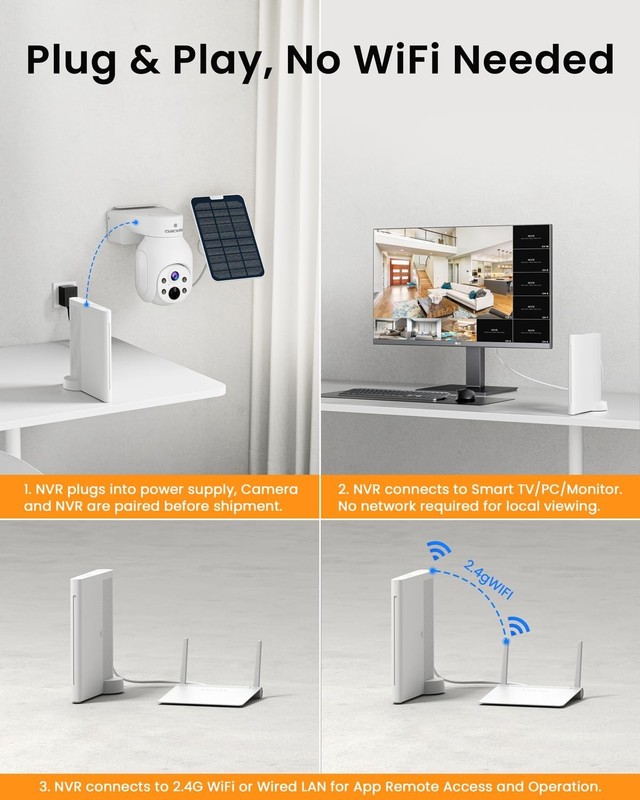 Wireless Security Camera System with Solar Panel Outdoor Wifi Night Vision Cam gallery