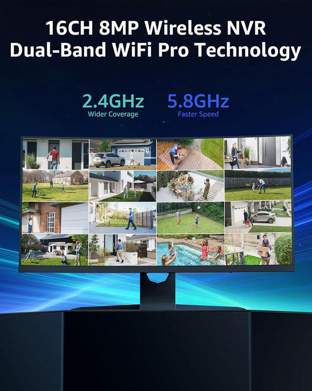Wireless Camera System, 16CH Expandable 4K Security NVR, 4Pcs 3MP Outdoor Camera gallery