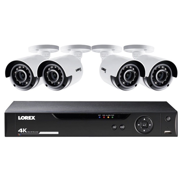 LOREX 4K HD 8 CHANNEL SECURITY SYSTEM W/ 2 TB DVR 4 Bullet Cameras Supplied