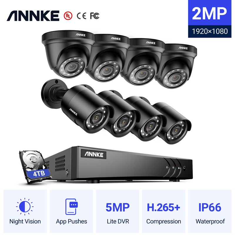 ANNKE 5MP Lite 8CH DVR 1080P EXIR Security Camera System Outdoor Human Detection
