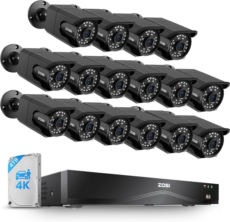ZOSI 4K 16CH 16 x 8MP PoE IP Security Camera System Human Detect IP66 4TB Audio