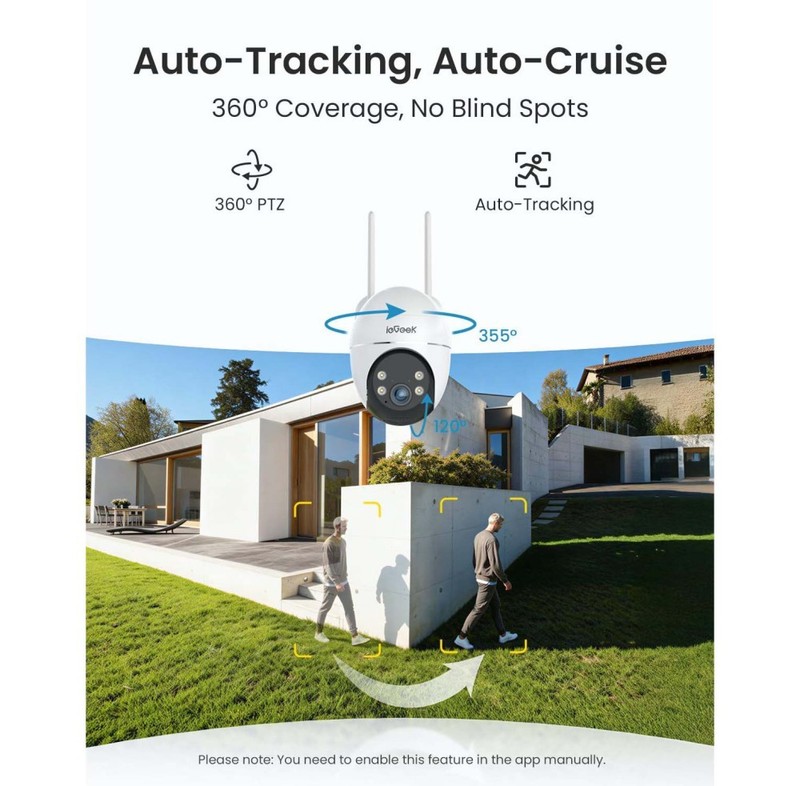 2k Solar Security Cameras Wireless Outdoor,WiFi Surveillance Camera,360 PTZ,IP66 gallery