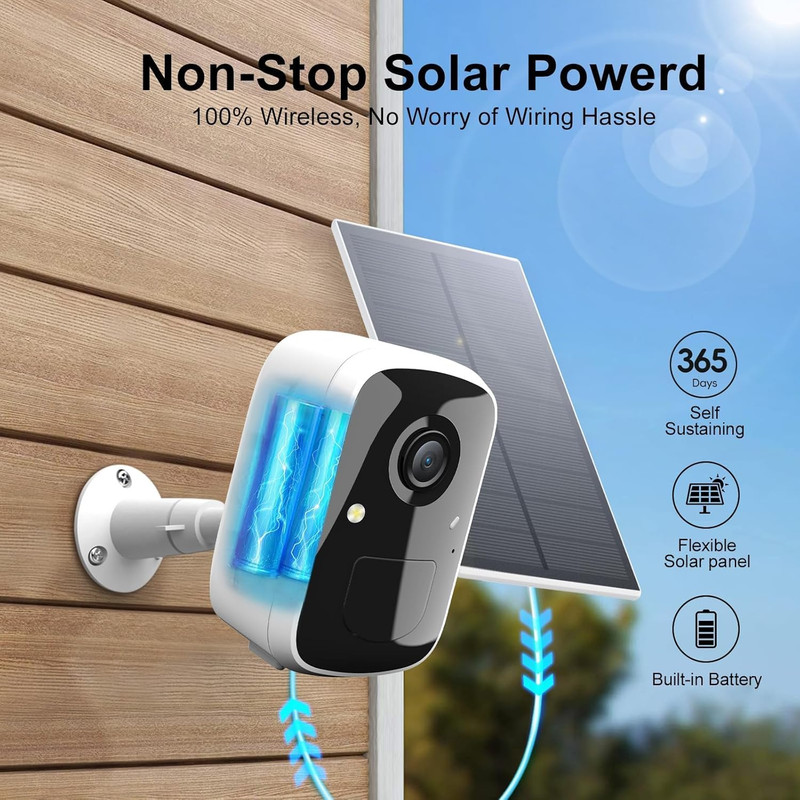 Wireless Security Camera System with 7" Touchscreen Monitor, 2PCS 4MP Wifi Solar gallery