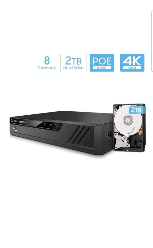 Amcrest NV4108E-HS 4K 8CH POE NVR (1080p/3MP/4MP/5MP/6MP/8MP/4K) (NV4108E-2TB) -