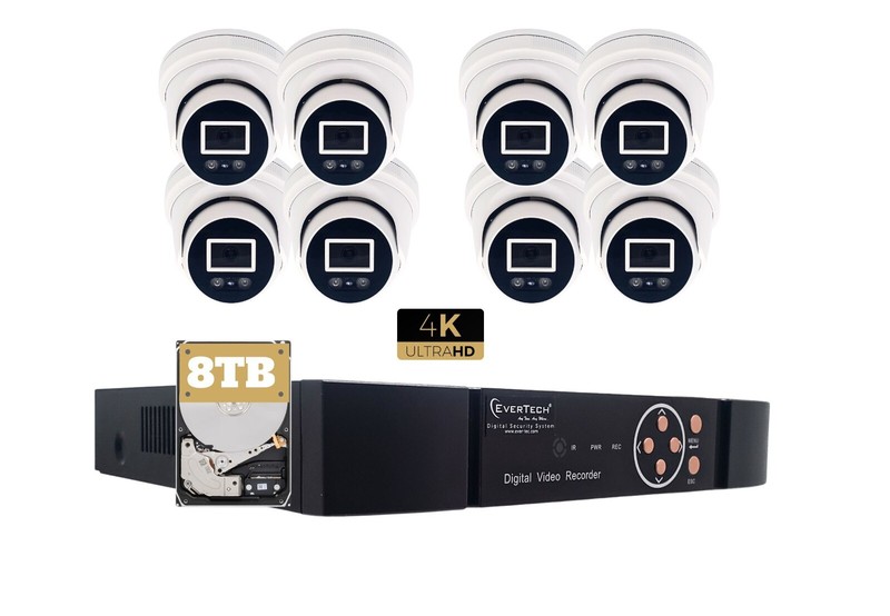 8 Channel PoE IP Security Camera System with Audio 4K 8MP H.265 NVR with 8TB HDD