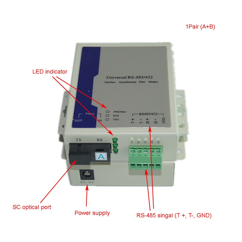 40Km Universal Bidirectional RS485 data over Fiber Optic Converter Extender 1Set gallery