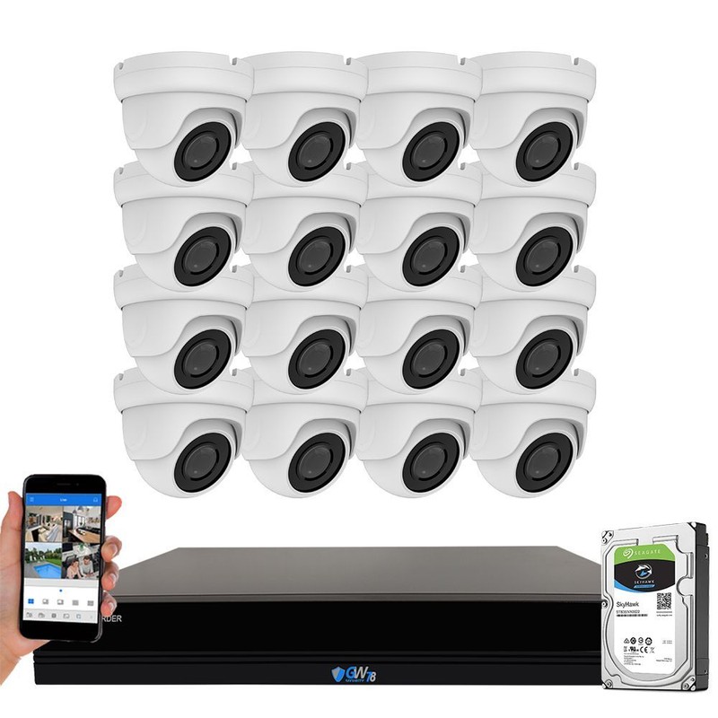16CH H.265+ DVR (16) 4K Waterproof Analog Dome Security Camera System 8TB