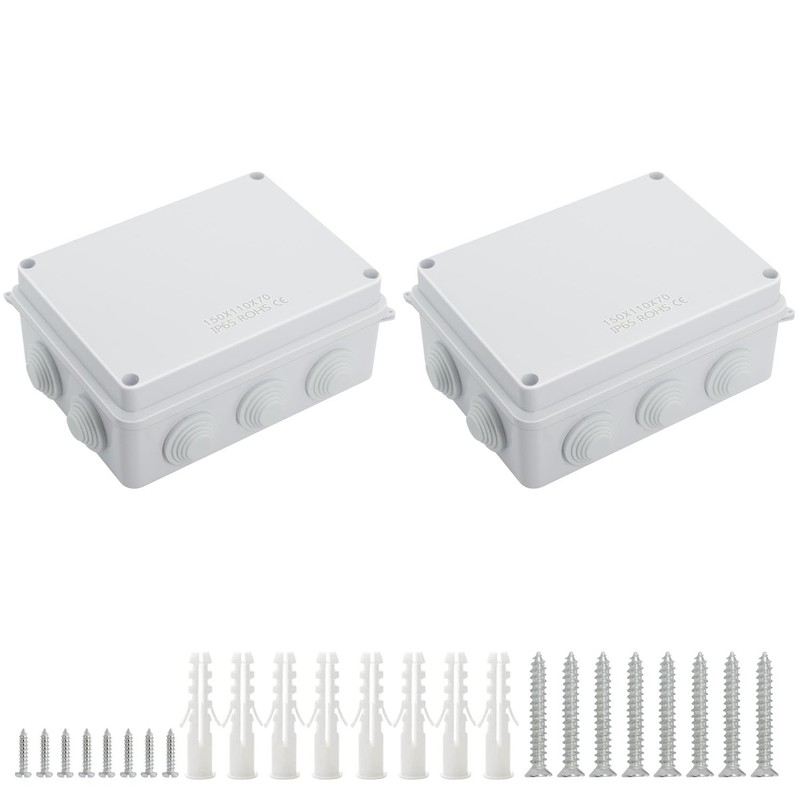 LeMotech ABS Plastic Dustproof Waterproof 5.9″ x 4.3″ x 2.8″ (2pc), White