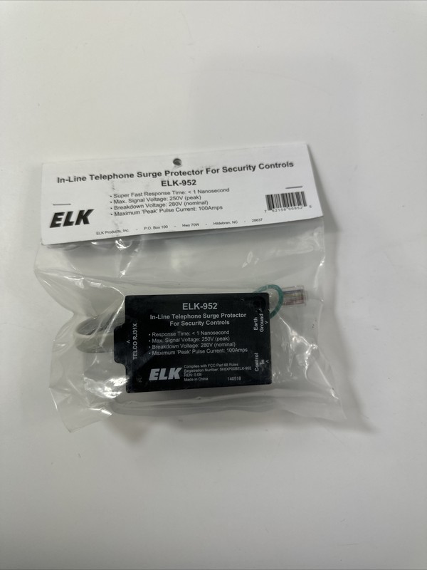 ELK-952 Home Alarm Security In-line Telephone Surge Protector Brand New