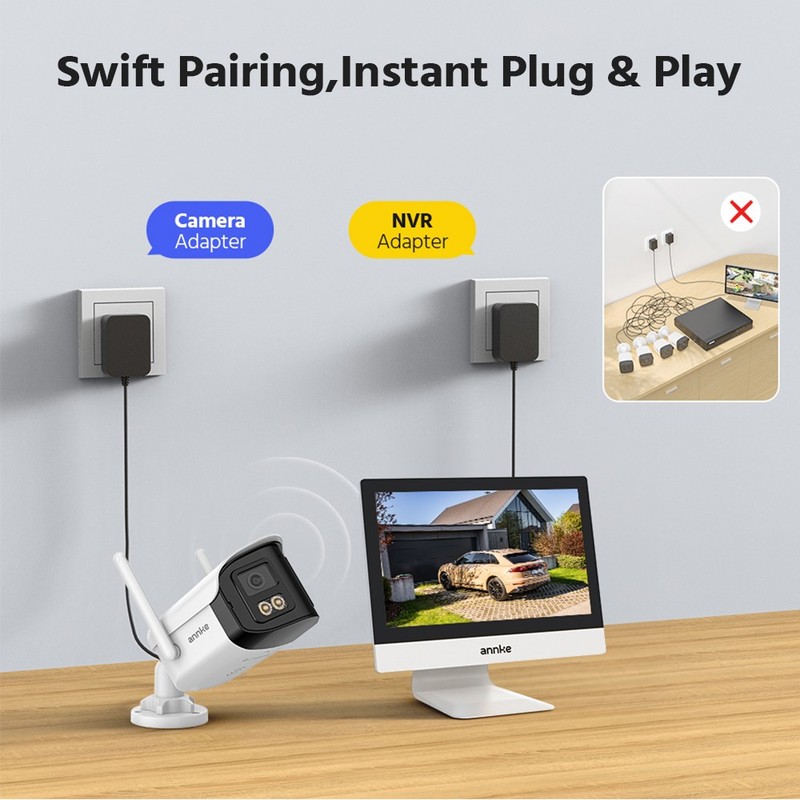 ANNKE 10CH 12'' Monitor 4MP Dual Lens Wireless Security Camera System Full Color gallery